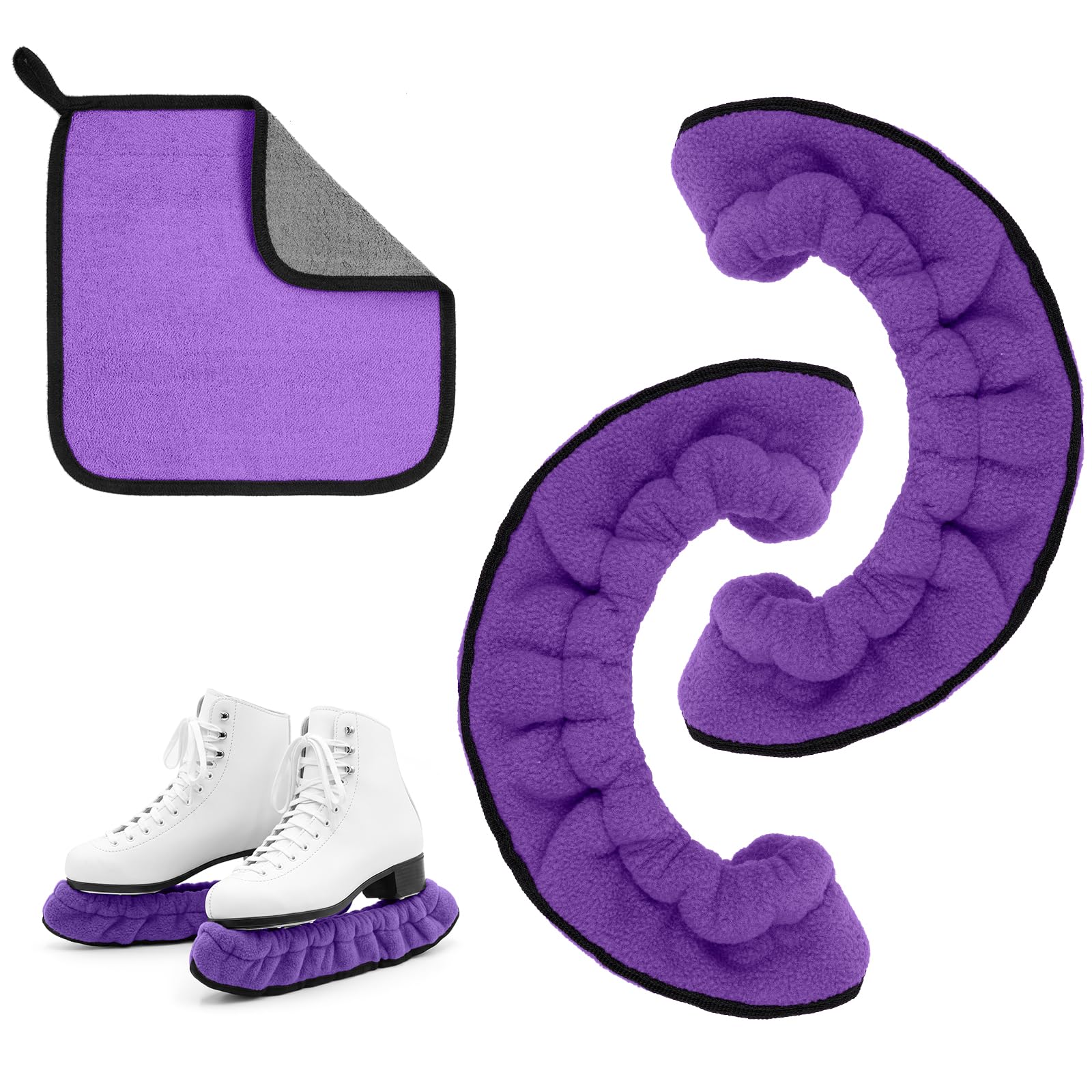 AOOSA Ice Skate Guards with Towel, Elastic Skates Blade Covers, L-Purple