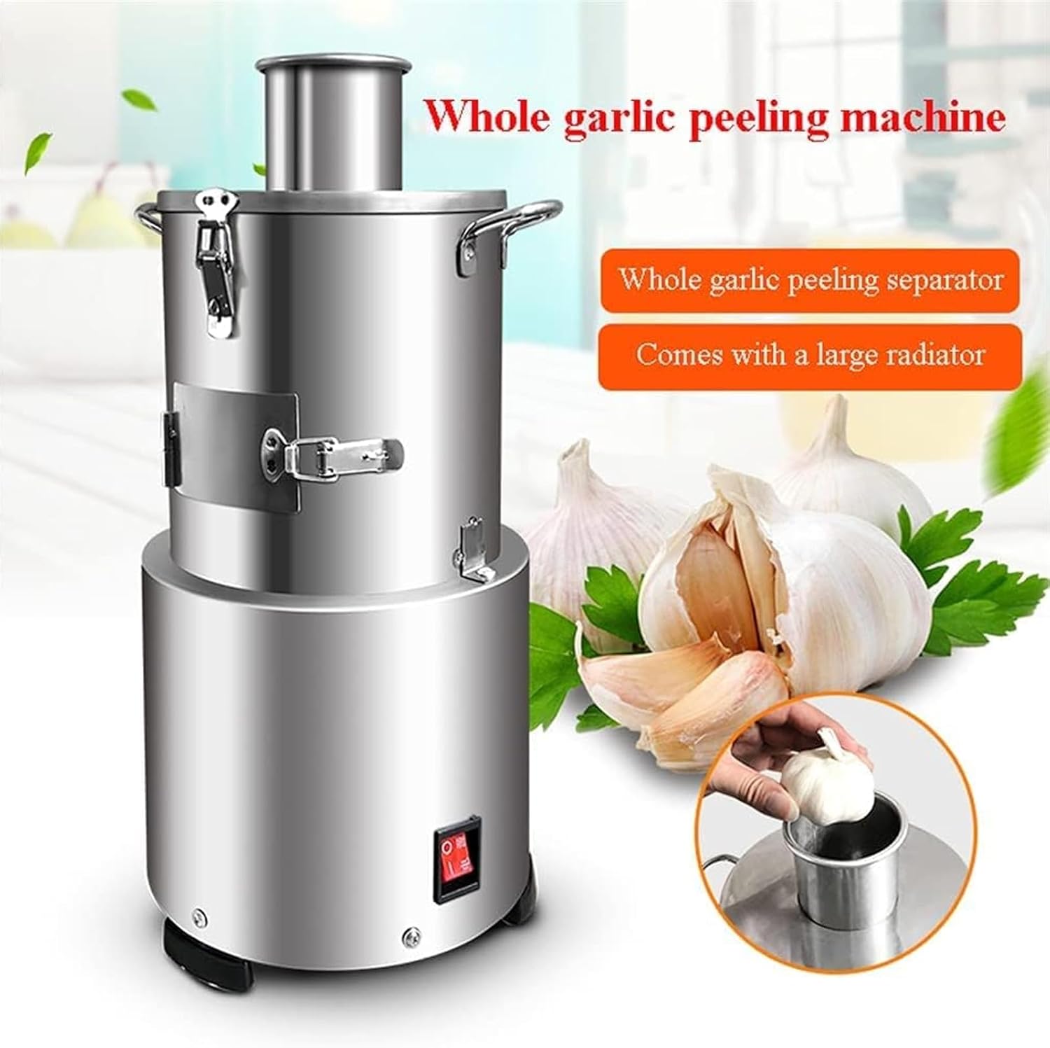 Electric Garlic Peeler - 30 Kg/Hour Efficient Automatic Peeling, Food Grade Stainless Steel, Ideal for Commercial Kitchens, Heavy-Duty, Operation