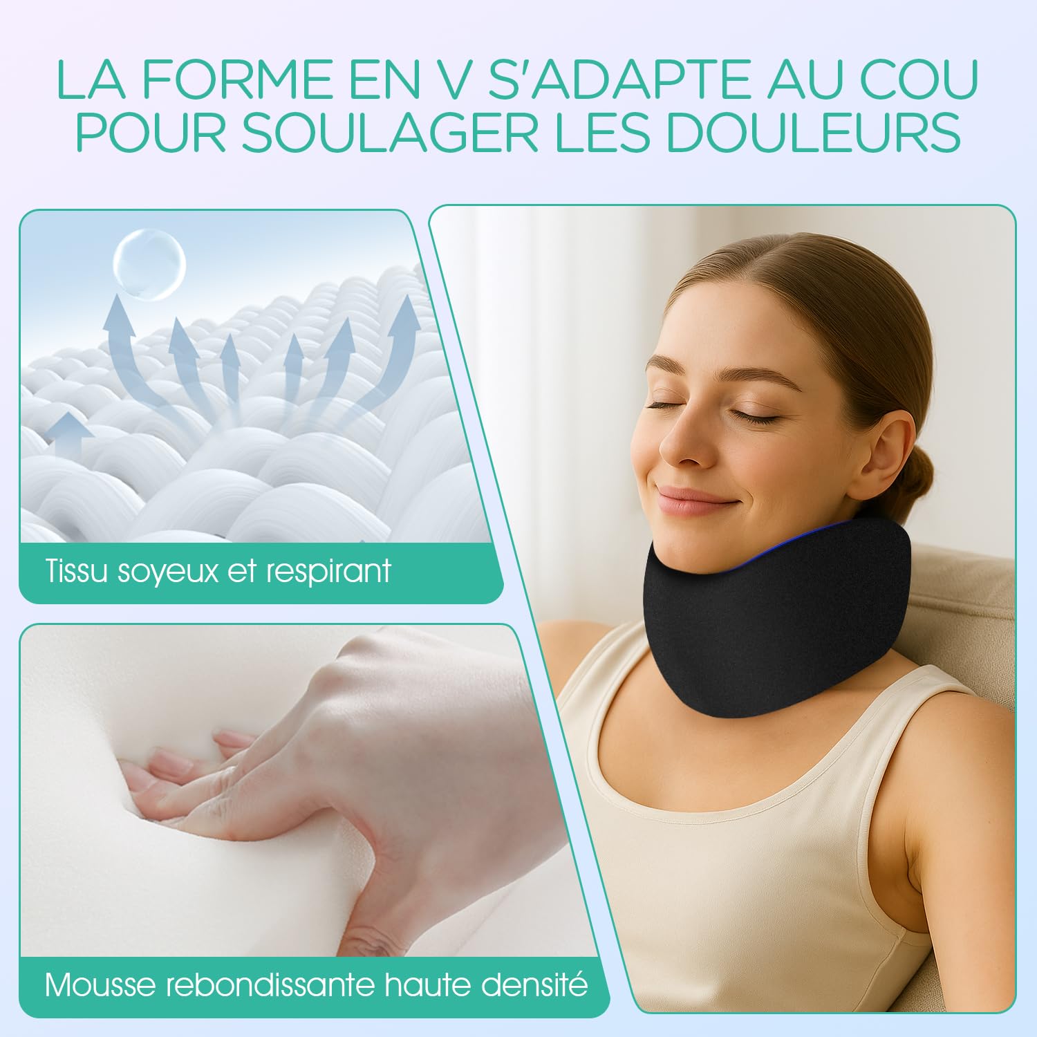 Minerve Collier Cervical, Cervical Réglable Super Doux pour Dormir Support pour le Cou Soulage la Douleur et la Pression Dans la Colonne Vertébrale pour Femme et Homme NB100
