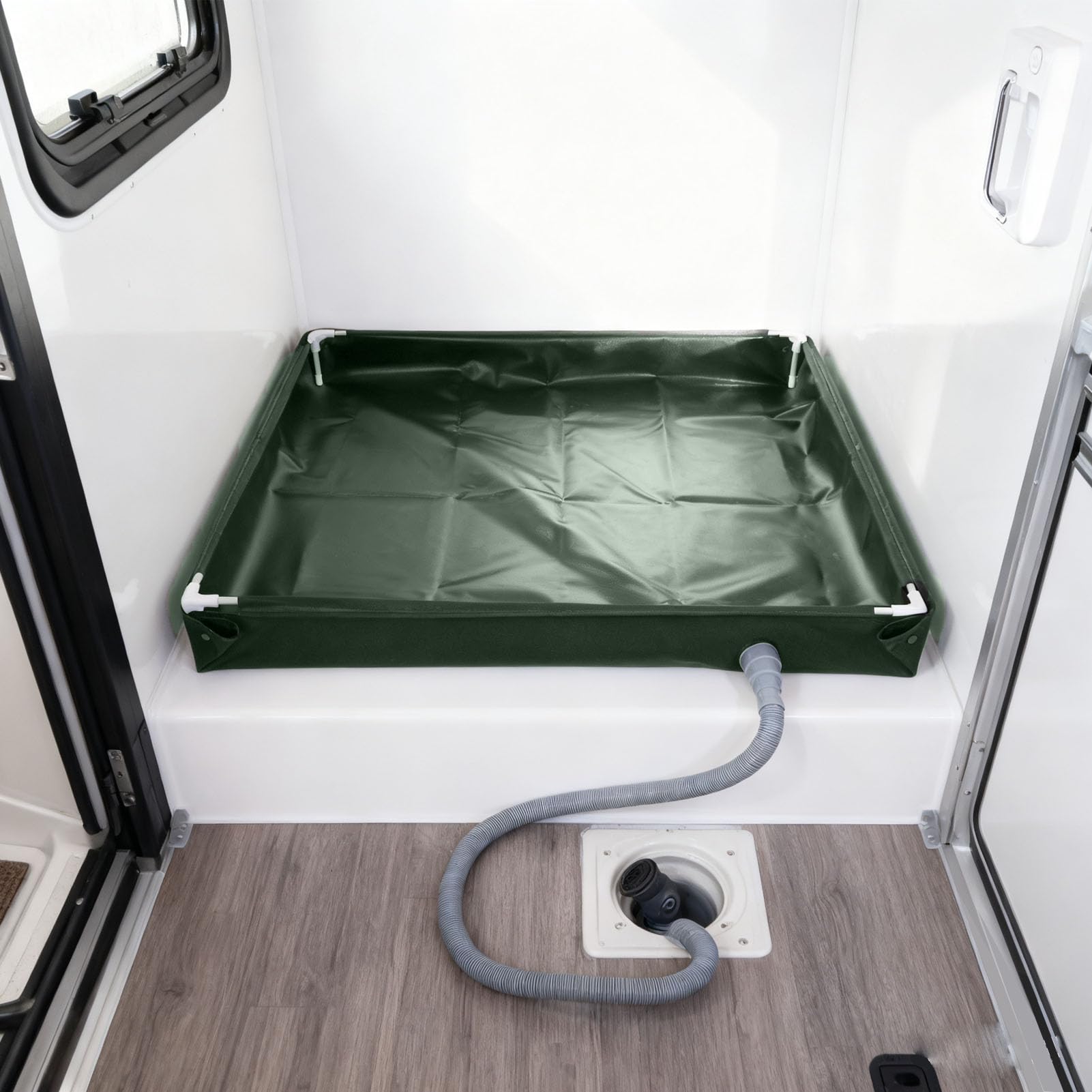 Plato de Ducha portátil Base de Ducha Plegable Piso con Tubo de Drenaje Desmontable para Camping RV Exterior Interior