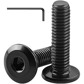 20pcs M8 x 50mm Screws Stainless Steel Hex Socket Flat Head Screws with Full Thread Black Oxidized Furniture Connection Screws with Wrench