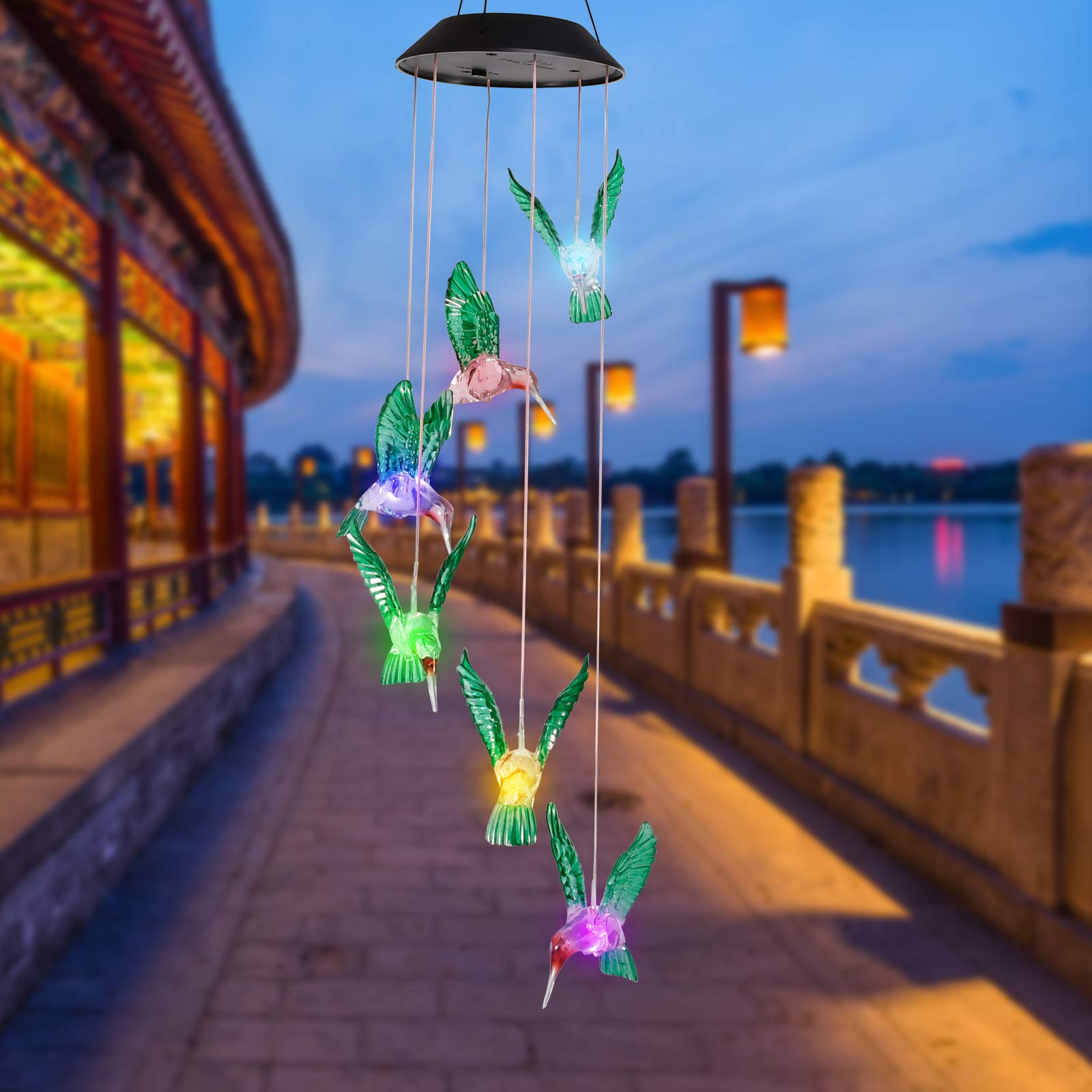 Solar-Windspiel Mit Kolibri – Für Garten & Terrasse, Leuchtet Nachts, Geschenk Für Mama & Oma