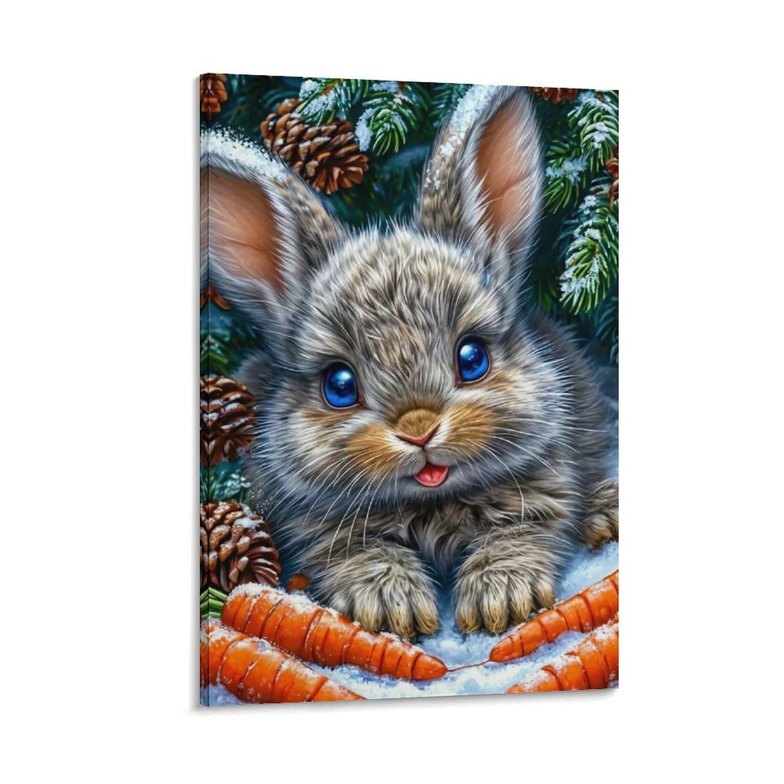 DHBANEIOK Cute Rabbit Winter Wall Decor Poster Giclee Canvas Prints Modern Wall Art Picture Wall Hanging for Living Room Bedroom Home Decorations 24x36inch(60x90cm)