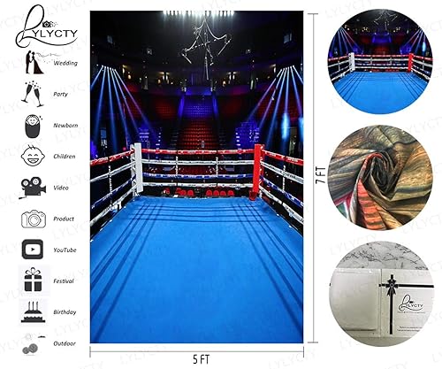 Miniatura 8 de LYLYCTY Fondo de anillo de boxeo para fotografía de 10 x 7 pies de boxeo para estadio de boxeo, fondo deportivo para niños, retrato de fiesta de