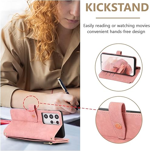 Miniatura 158 de UEEBAI Funda para Samsung Galaxy S21 FE 5G, 9 ranuras para tarjetas, cartera de cuero retro a prueba de golpes, con correa de mano, ranuras