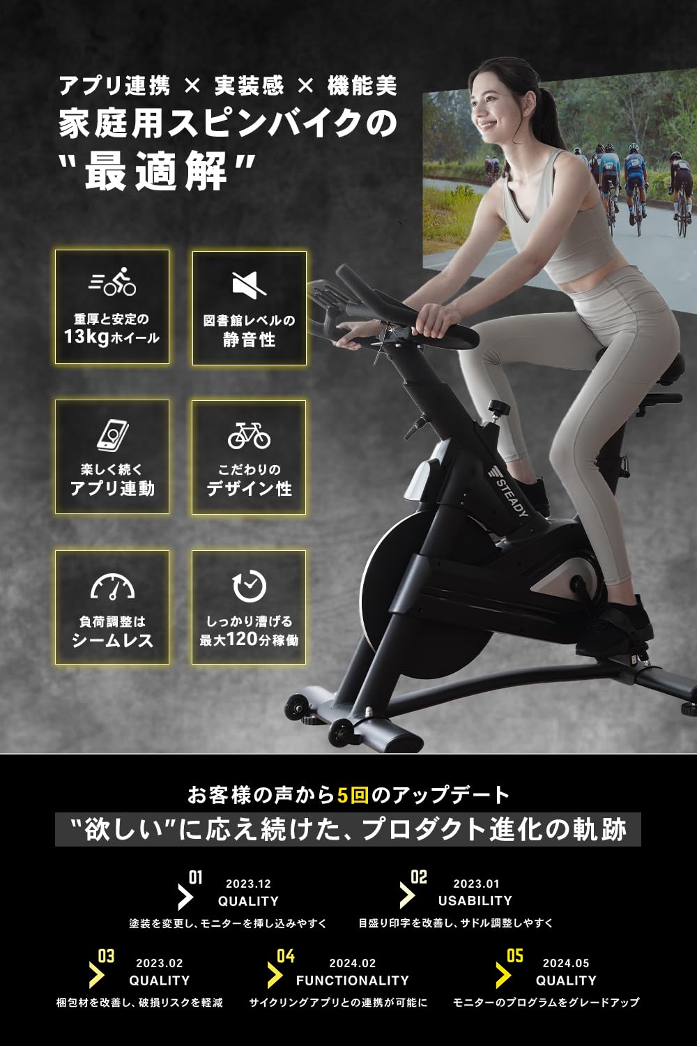 Amazon.co.jp: STEADY スピンバイク Pro【ハイエンドモデル