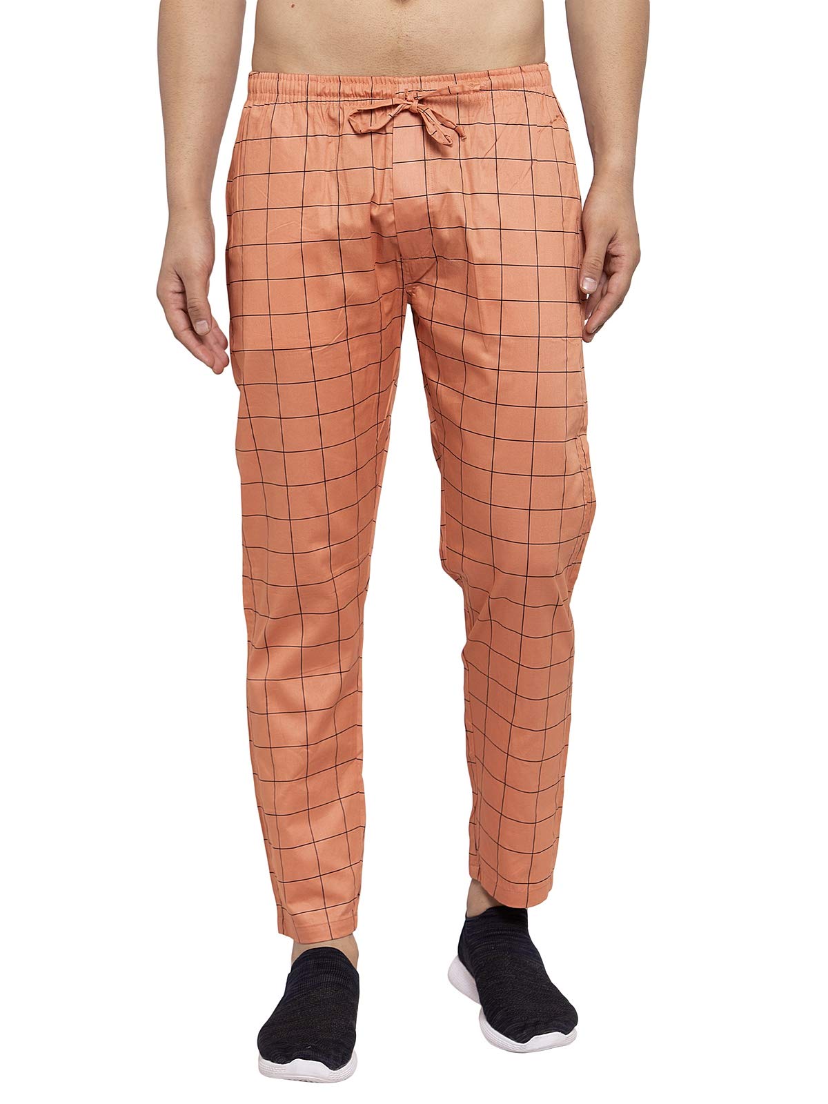 jainish Men Checked Tapered Fit Lounge Pants-picture-0