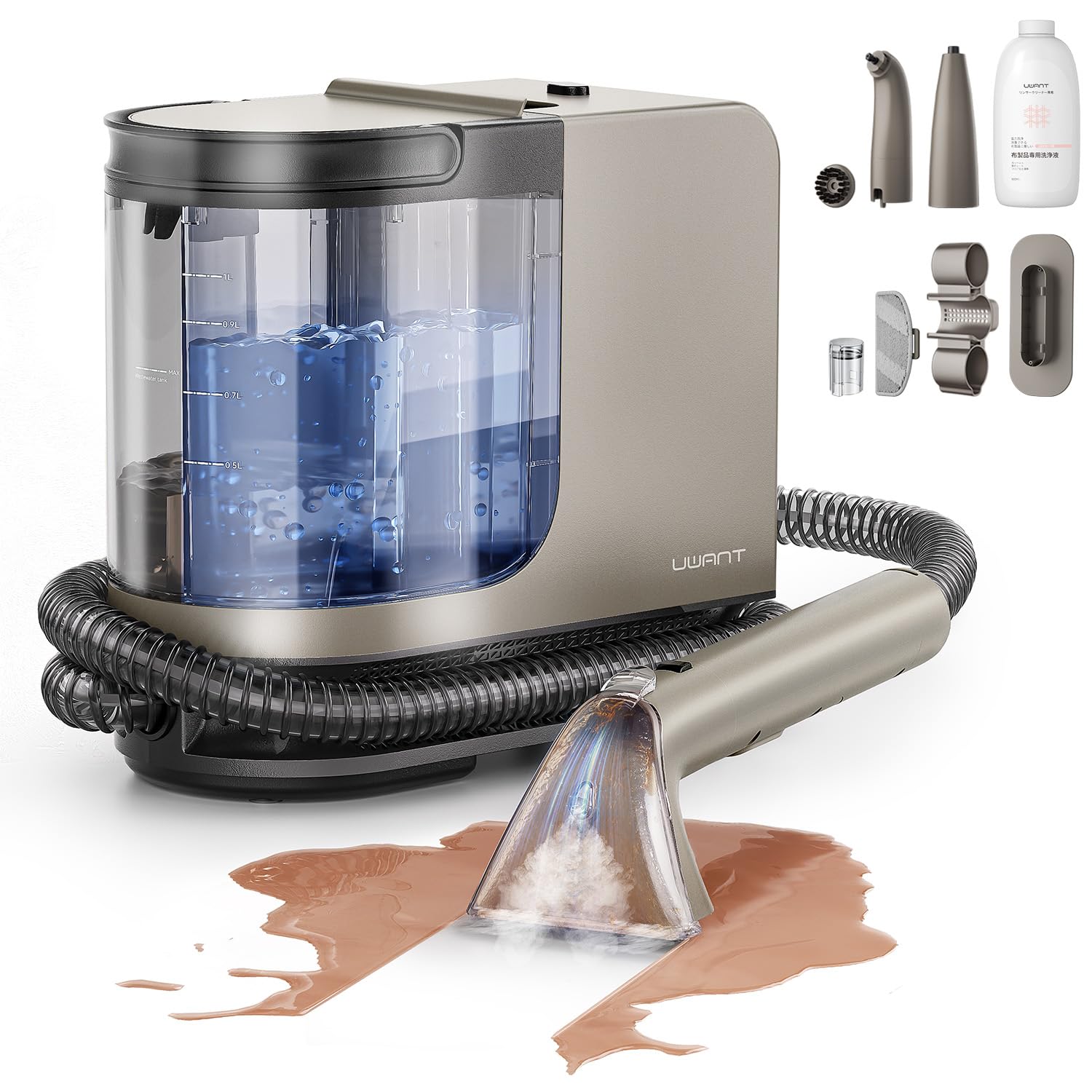 uwant高温リンサークリーナー 加熱式カーペットクリーナー100℃高温スチーム Amazon | 【100℃蒸気噴射×18000Pa超強吸引力×60℃加熱お湯】 Uwant