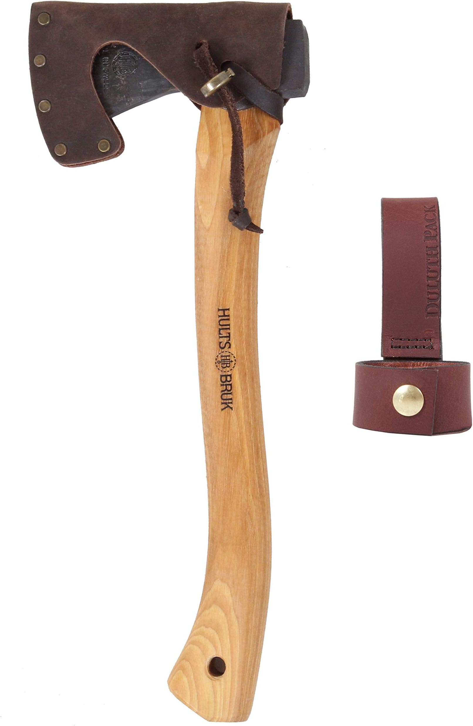 Hults Bruk Almike 16 Inch Hatchet with Sheath and Duluth Pack Axe Holder Bundle
