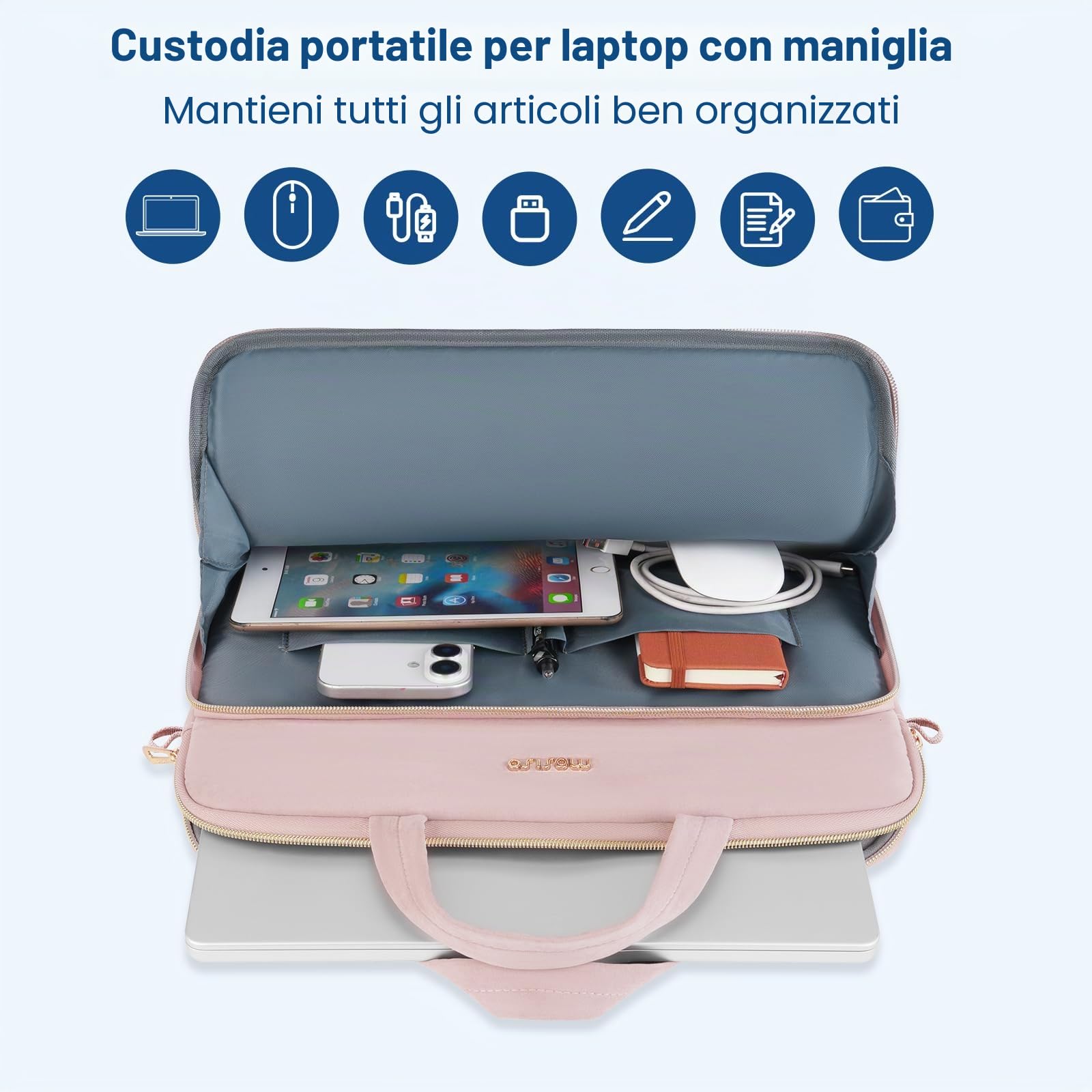 MOSISO 15.6 pollici Borsa Tracolla Laptop, 15-16 pollici Borse Computer Compatibili con MacBook Pro 16 M4 M3 M2 M1,HP Dell Acer Lenovo ASUS Notebook, Borsa Tracolla Trapuntata con Manico e Tasca, Rosa