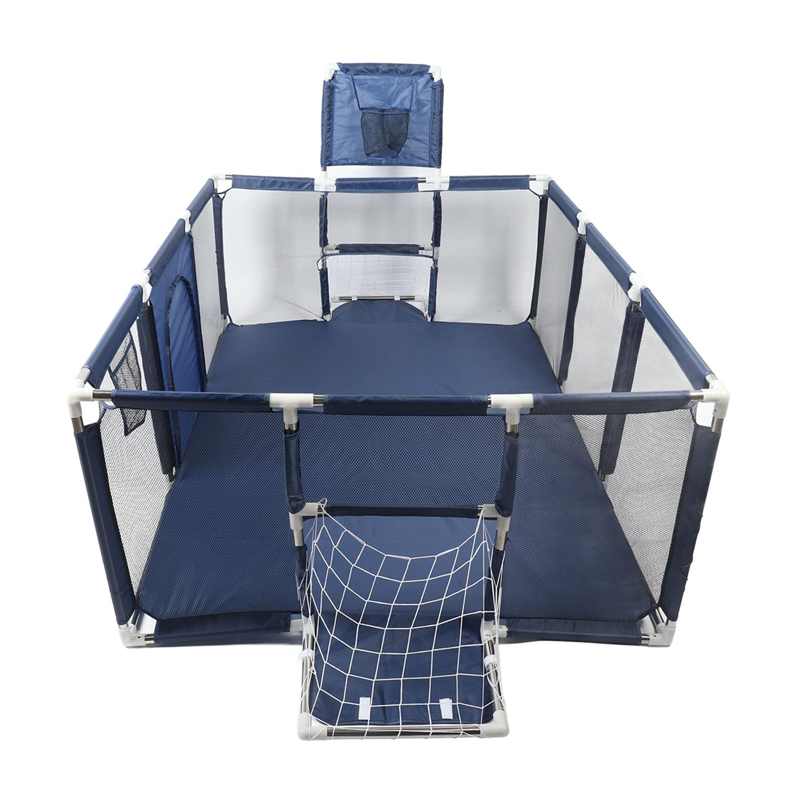 Hamwesh Baby Playpen, Adjustable Height Activity Center with Ocean Balls, Hanging Pocket, Basketball Hoop and Football Goal for Indoor and Outdoor Use