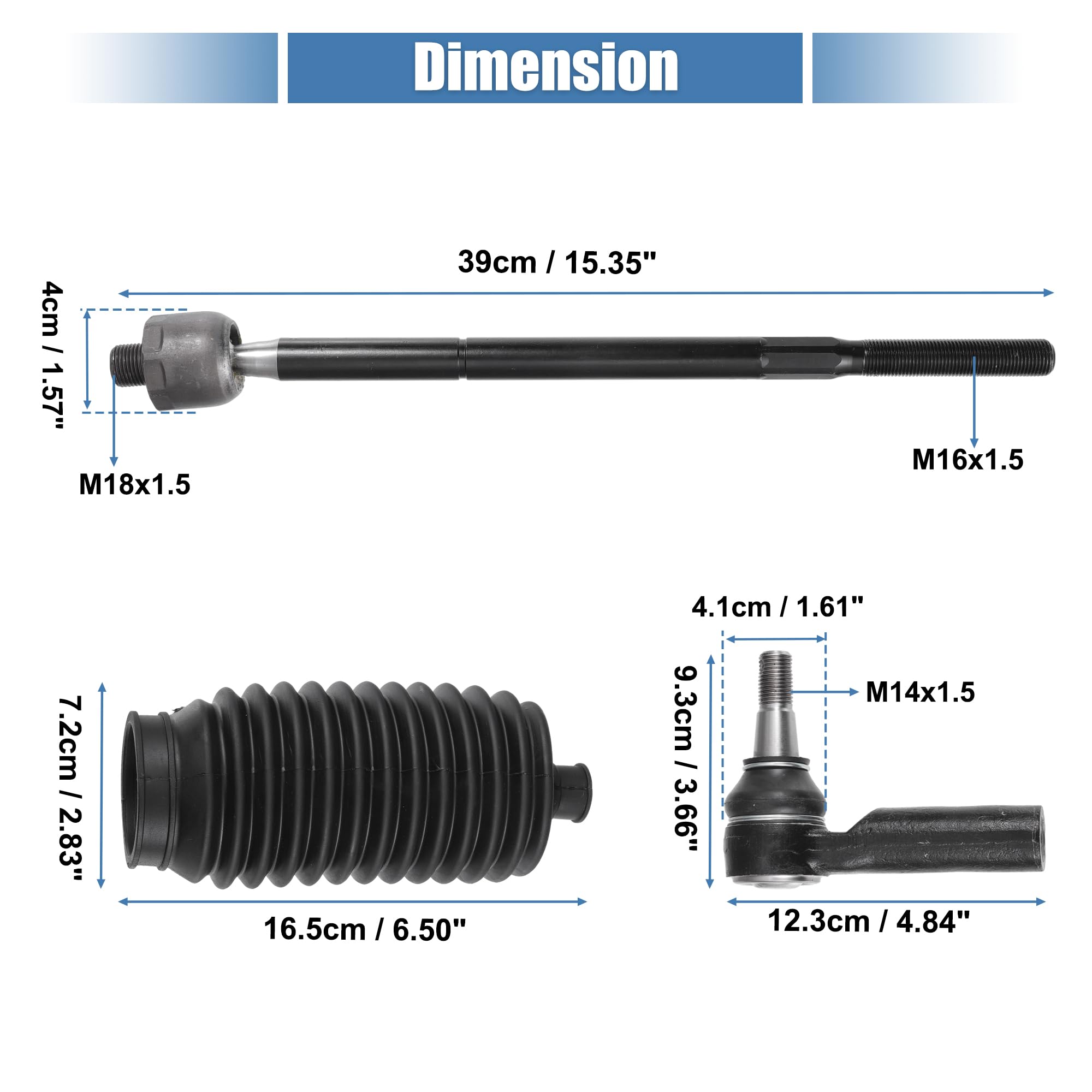 2Pcs Tie Rod End for Ram 1500 2019 2020 2021-2023 Front Driver & Passenger Inner