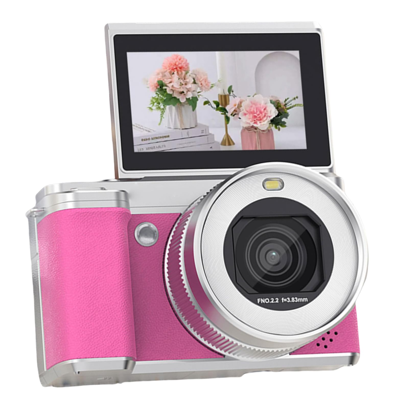 VBESTLIFE Fotocamera Digitale 5k per Fotografia, Fotocamera da Vlogging Wifi a Doppia Lente da 80 MP per YouTube, Zoom 18x, Telecamera da Viaggio Compatta da 3 "a 180 ° (PINK)