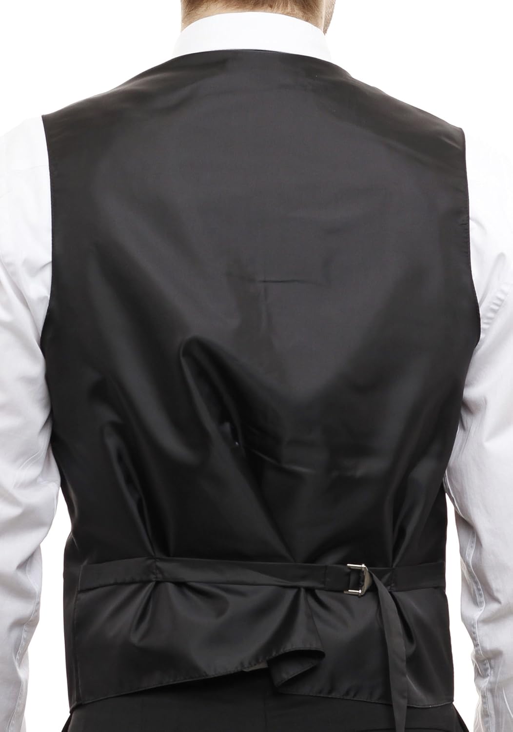Vesuvio Napoli Men's Dress Vest & NeckTie Solid BLACK Color Neck Tie Set for Suit or Tuxedo