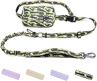 Vista 8 de Correa elástica retráctil de doble asa manos libres con ribete reflectante, cinturón ajustable para pasear al perro, correr, senderismo, correa