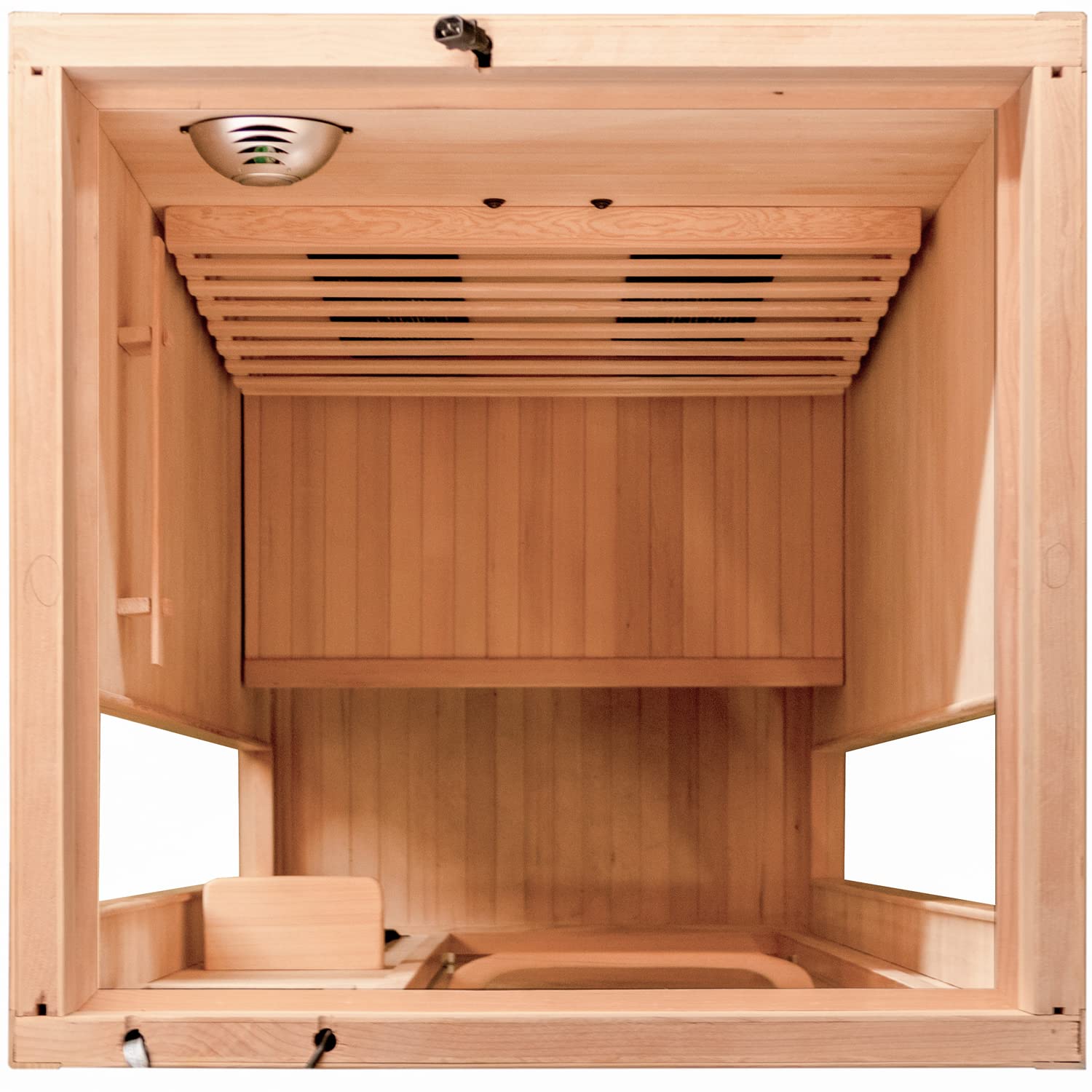 Dewello® Infrarotkabine Infrarotsauna Calgary 90cm x 90cm 1 Person inkl. Vollspektrumstrahler, Ionisator mit Aroma Therapie, LED-Farblichttherapie aus Hemlock Tannenholz
