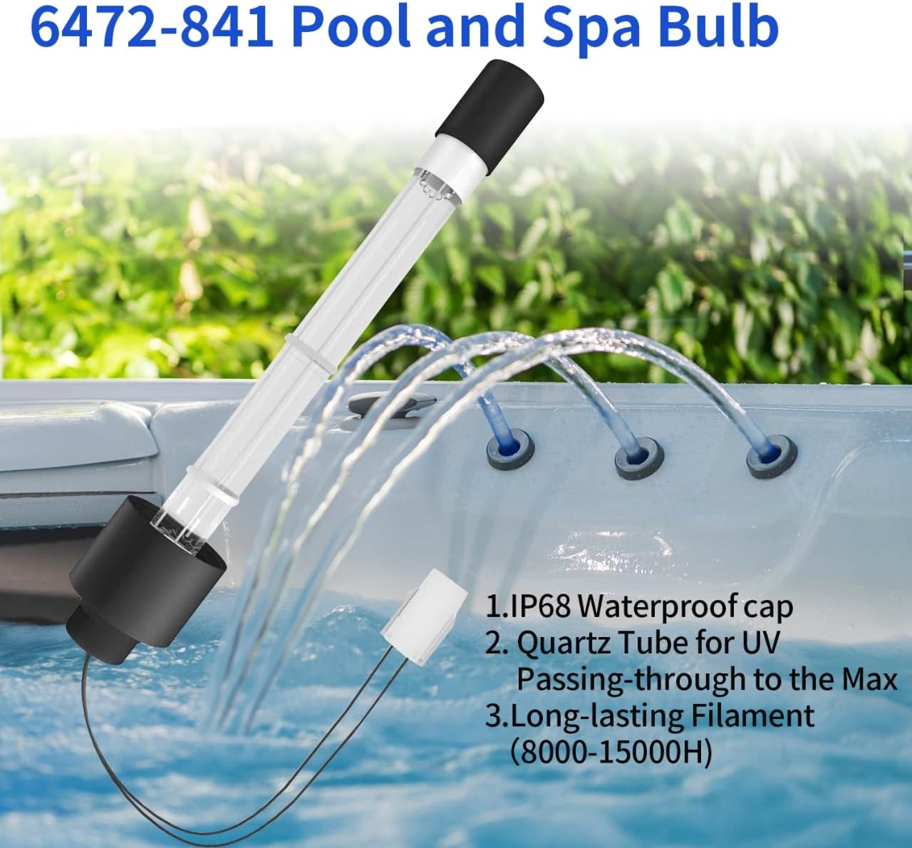 6472-841 Clear Ray XL Replacement UV Bulb for Jacuzzi J-200/J-300/J-400 & Sundance Spas 2012+ Models, Hot Tub Water Purification System,Pool and spa Bulb.(2 Pack)