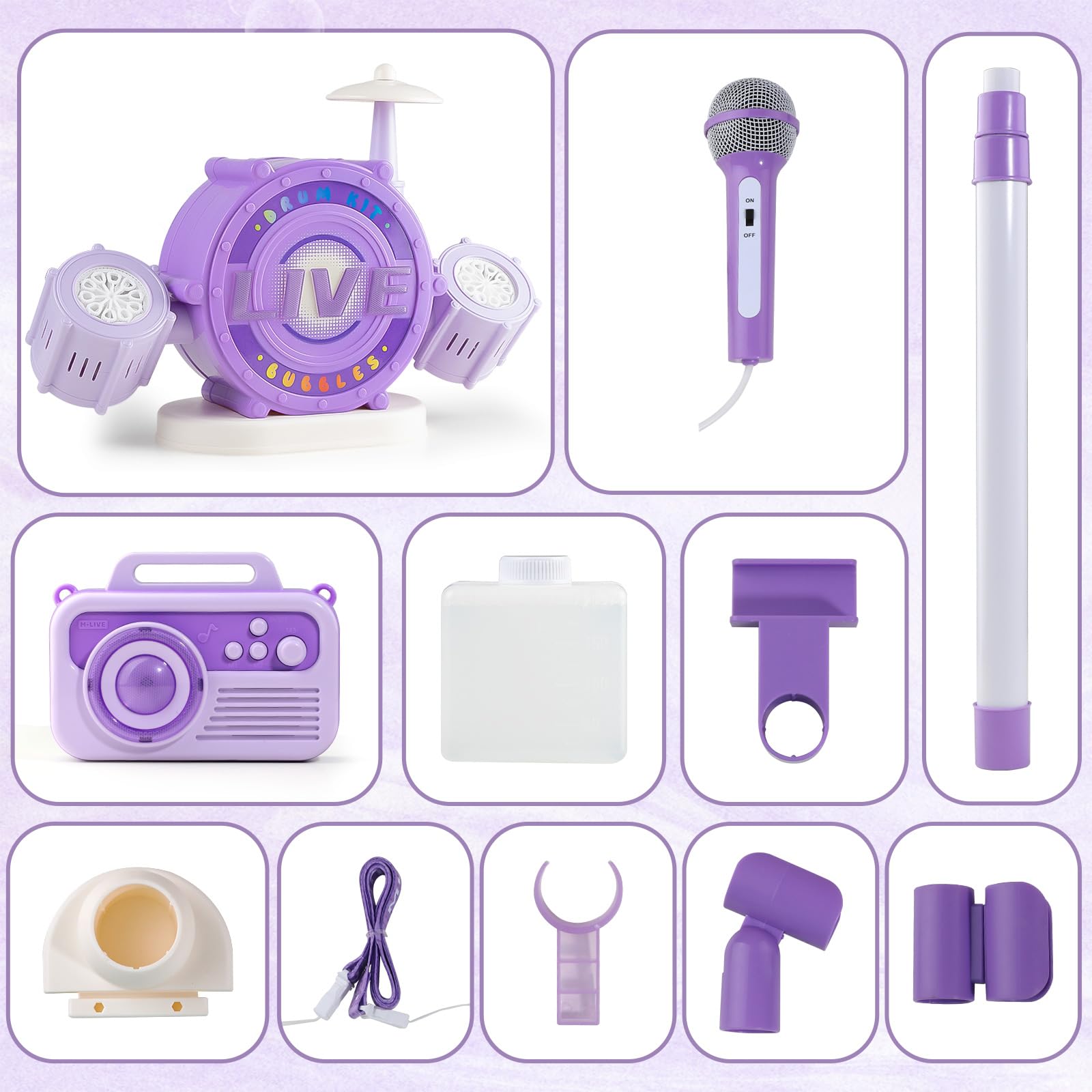 Microfono per karaoke Bluetooth per bambini, con supporto regolabile, macchina per karaoke per bambini, con macchina per creare bolle, cambia Vioce, luci colorate, microfoni per cantare Natale, regali