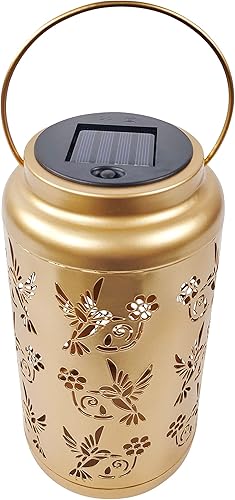 Miniatura 2 de Bliss Outdoors BSL-309-G - Paquete de 2 faroles solares LED decorativos para colgar y mesa, diseño único de colibrí y acabado antiguo pintado a
