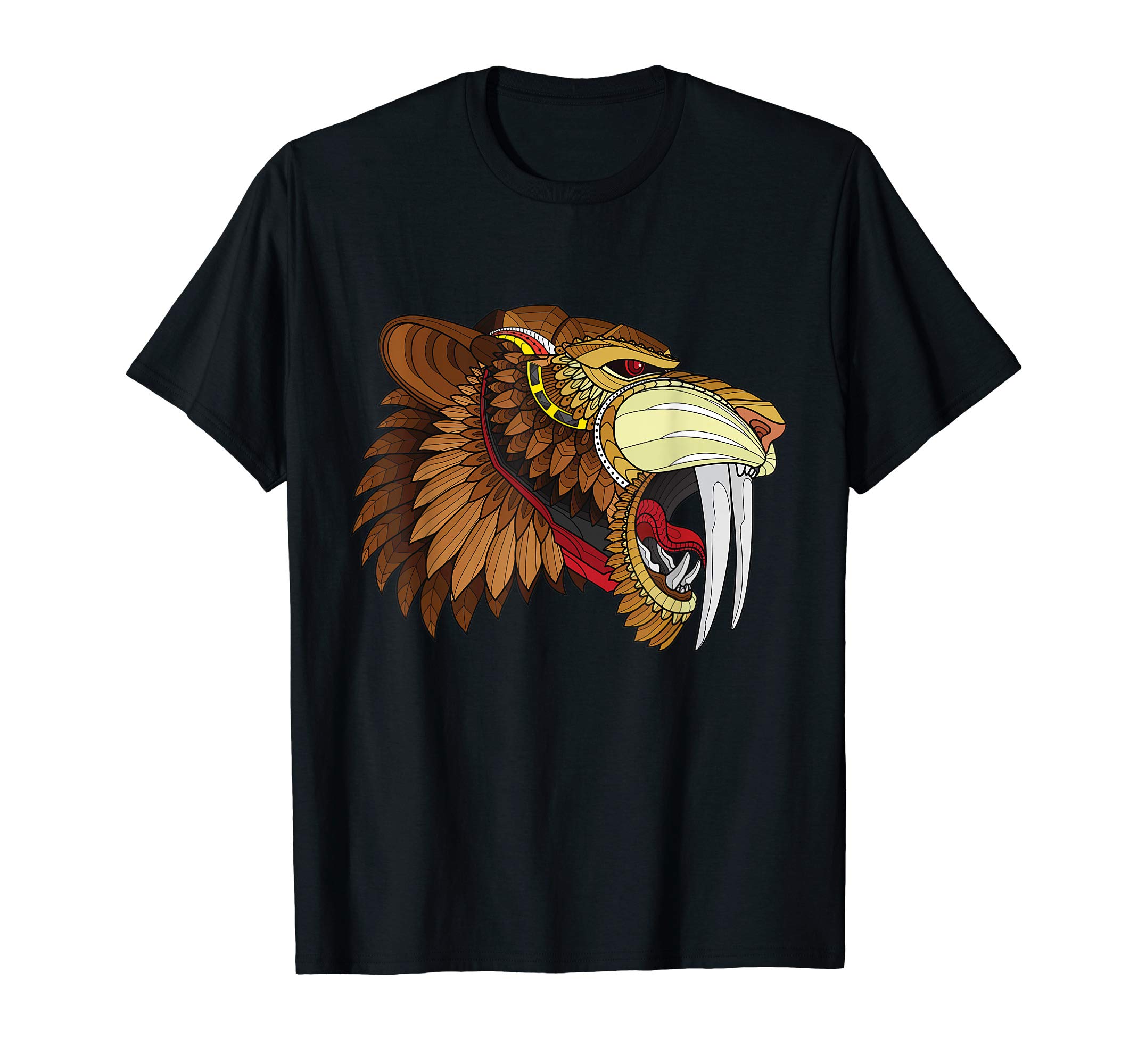 Sabertooth Tiger shirt Saber-toothed T-shirtsSabertooth Tiger shirt Geometrical Roaring Saber-toothed T-Shirt