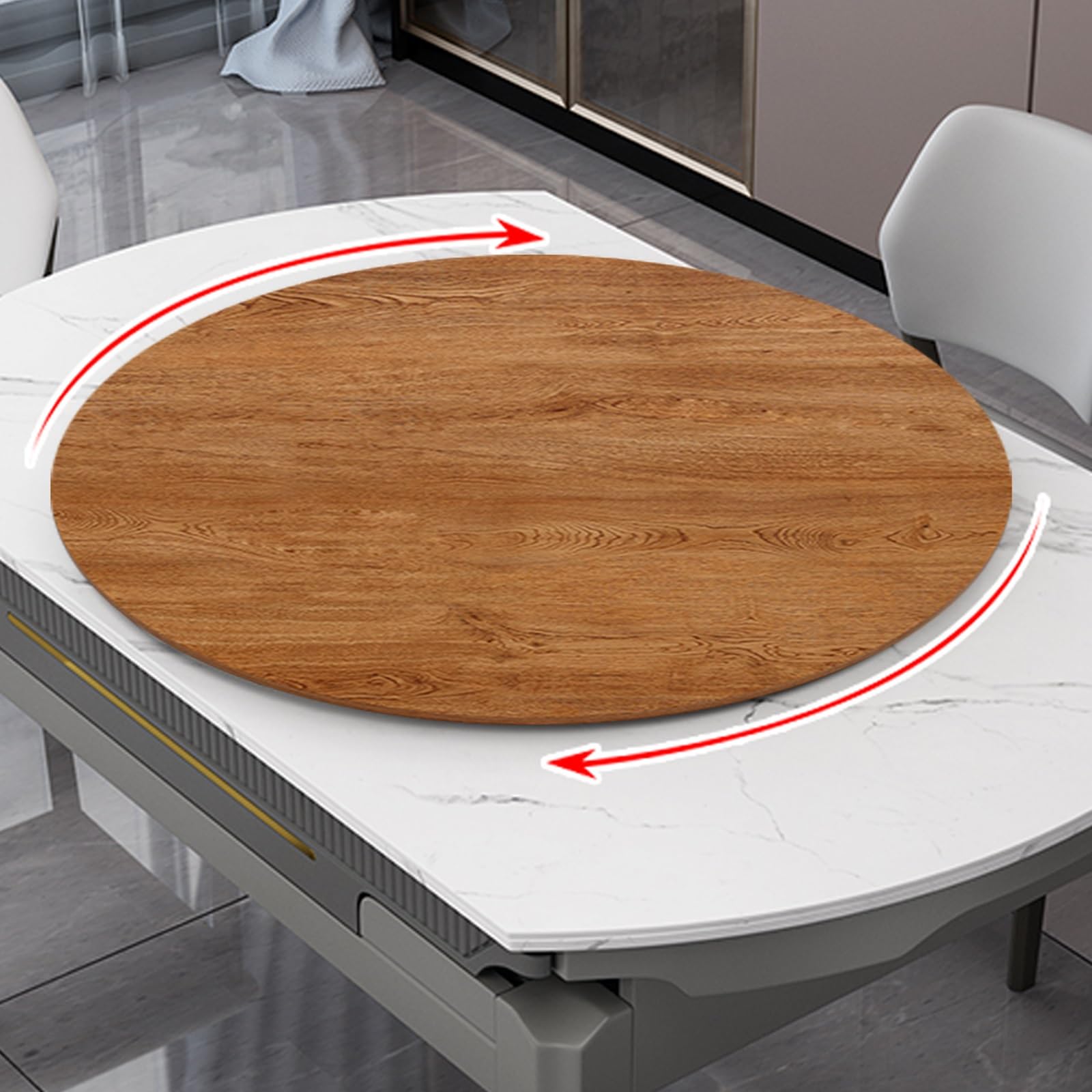 16 18 20 22'' Wood Lazy Susan Rotating Turntable Organizer, 24 26 28 30 32 34 36 38'' Non Skid Kitchen Tray for Cabinet, Pantry, Countertop Round