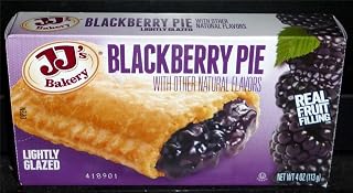 JJ's Bakery Blackberry Lightly Glazed Snack Pies, 4oz Pack of 12 - Real Fruit Filling, Ready to Eat or Warm