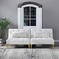 Vista 8 de Sofá cama convertible, sofá cama moderno con respaldo ajustable, patas de metal, sofá biplaza tapizado plegable, sofá seccional, asiento de espuma