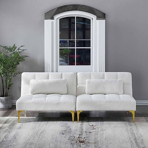 Sofá cama convertible, sofá cama moderno con respaldo ajustable, patas de metal, sofá biplaza tapizado plegable, sofá seccional, asiento de espuma