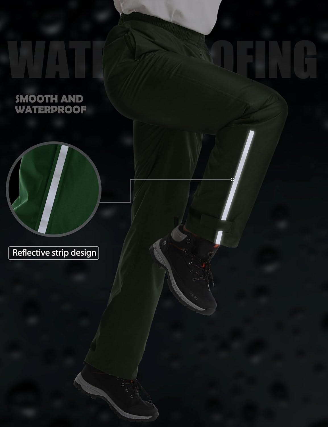 iCreek Men's Rain Pants Waterproof Rain Over Pants Hiking Pants Windproof Lightweight Outdoor for Golf, Fishing
