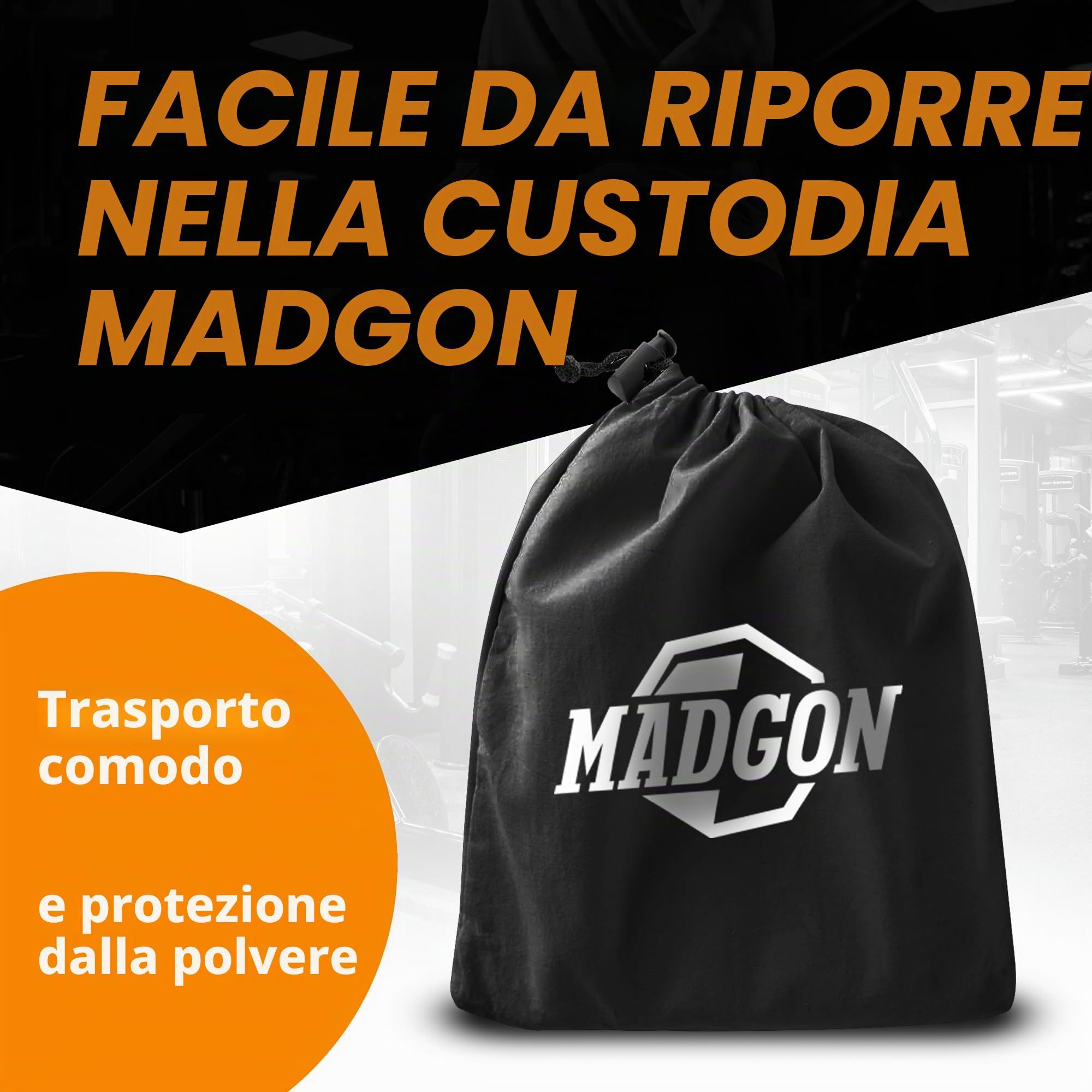 MADGON Bande Elastiche di Resistenza (Come Fascia Singola in 5 Punti di Forza o in Set) – Resistance Band Antistrappo con Borsa e Guida PDF - Elastici Fitness