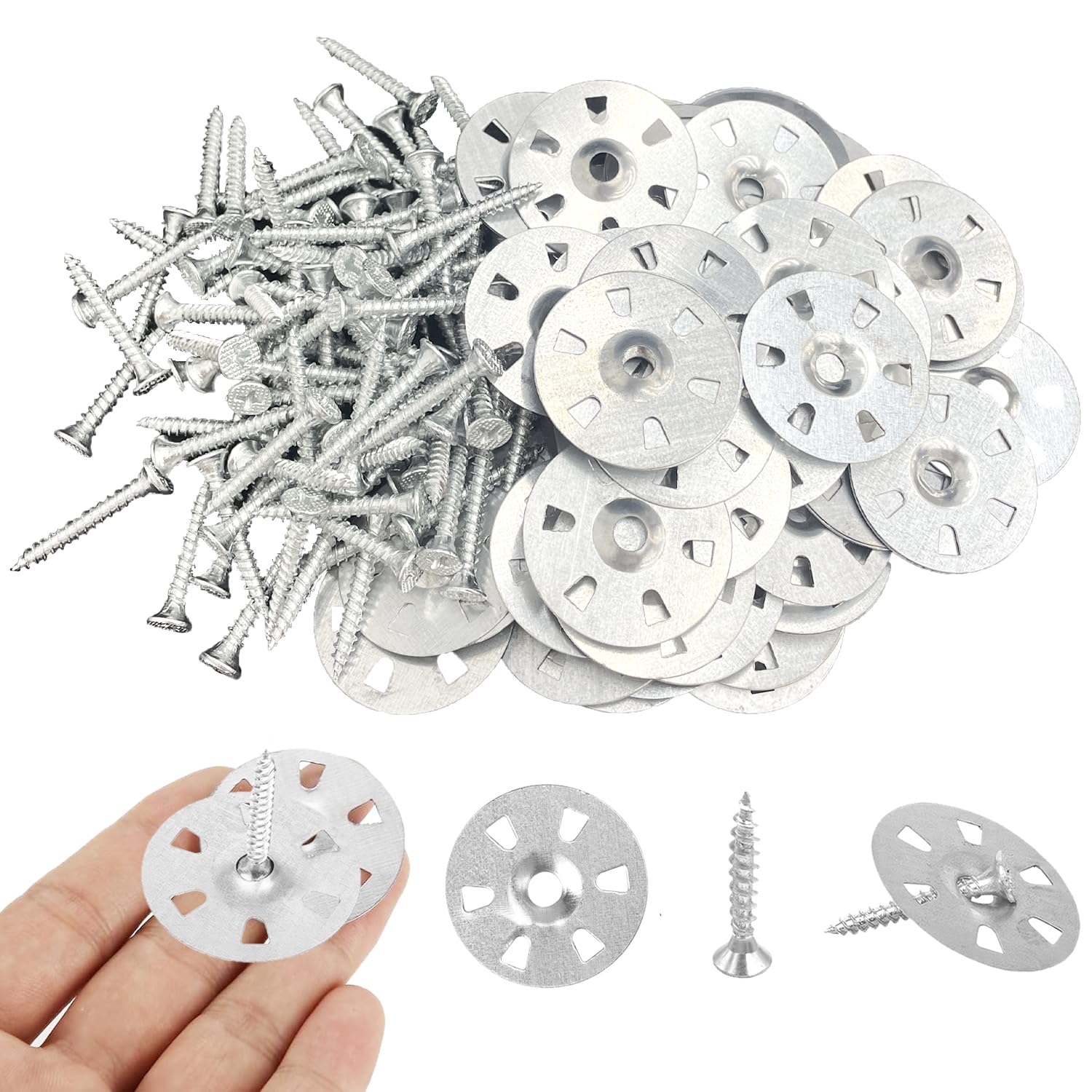 Tile Backer Board ZEKW 200-Pack 35mm Metal Insulating Washers with Screws (3.5x30mm) for Thermal Protection During Installation