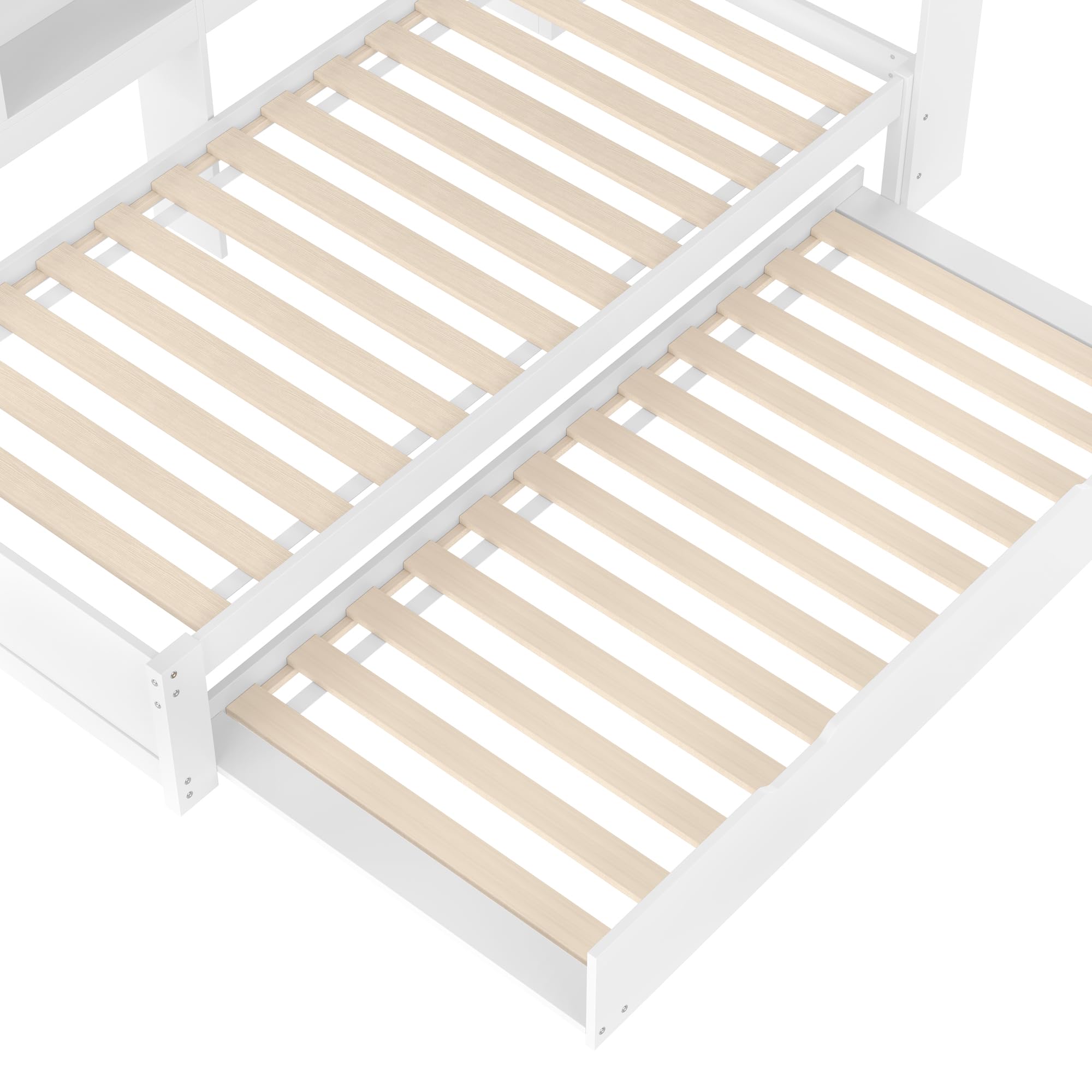 Idemon Letto da giorno con letto estraibile, 90 x 200 cm, divano letto con presa integrata e 2 porte USB, inclusa rete a doghe, letto per gli ospiti salvaspazio, bianco (senza materasso) (90 x 200 cm)