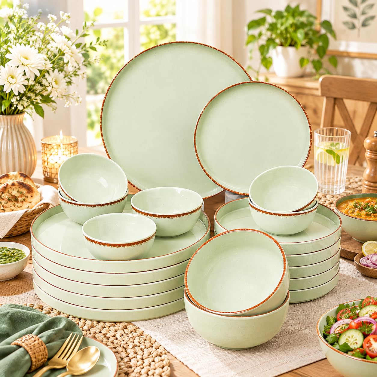 MARKET 99 Plato Dinner Set - 20 Pcs Rusty Green -1