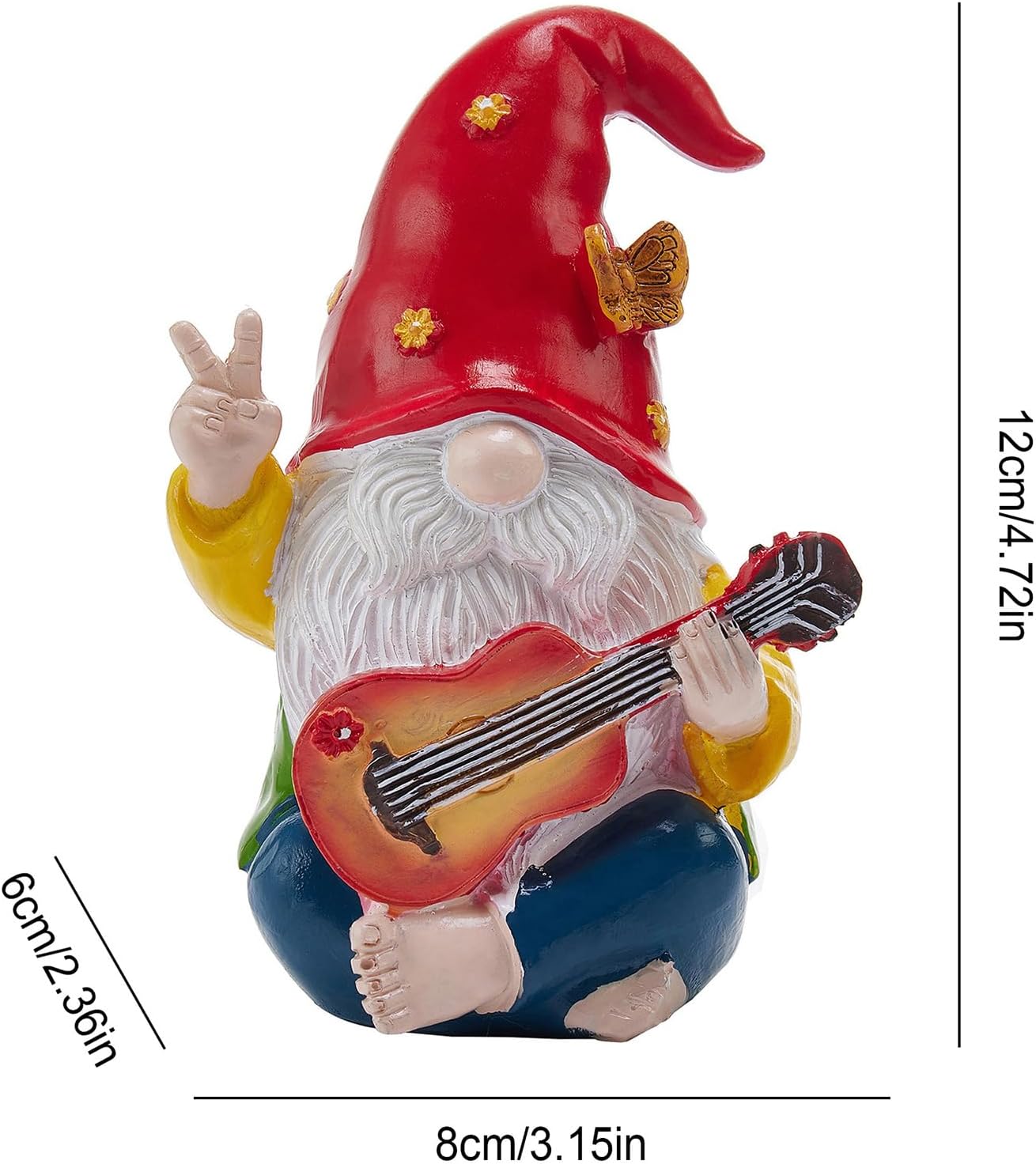Spring Gnomes Outdoor Statue for Garden, 4.72 Inches Gnome Figurine Funny Hippie Decor for Lawn, Patio and Porch (3 Color)