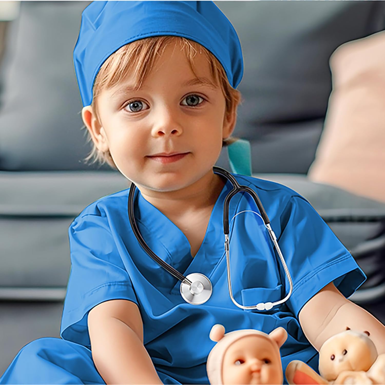 Kids Doctor Scrub Costume,Halloween Cosplay Dress up,Nurse Scrub Set Gift for Boys and Girls 3-12Years Old 6PCS - Image 6