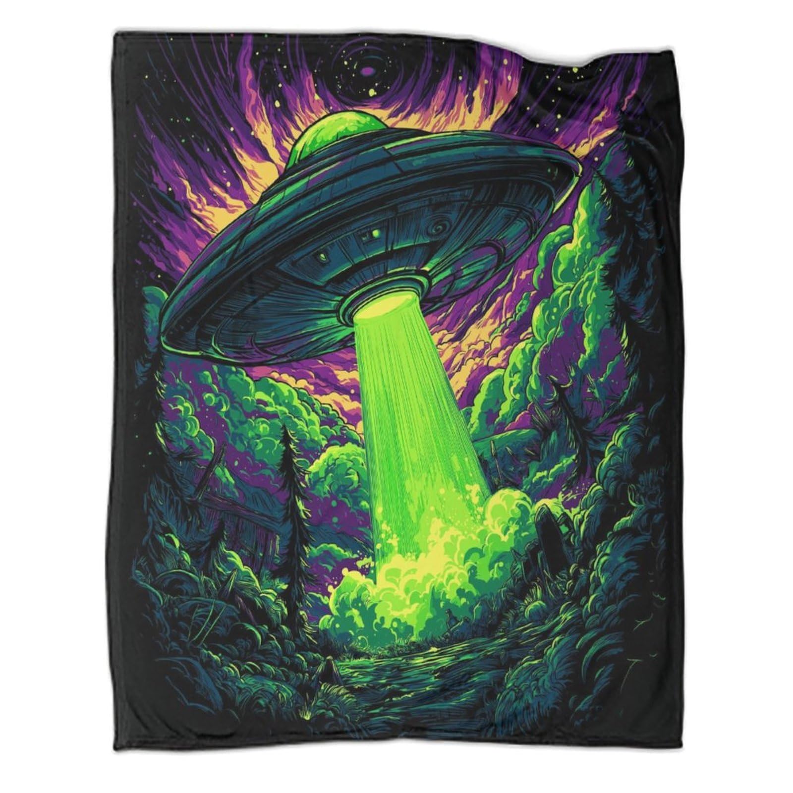Couverture flanelle microfibre vaisseau spatial extraterrestre plaid polaire enfant adulte 100x130cm