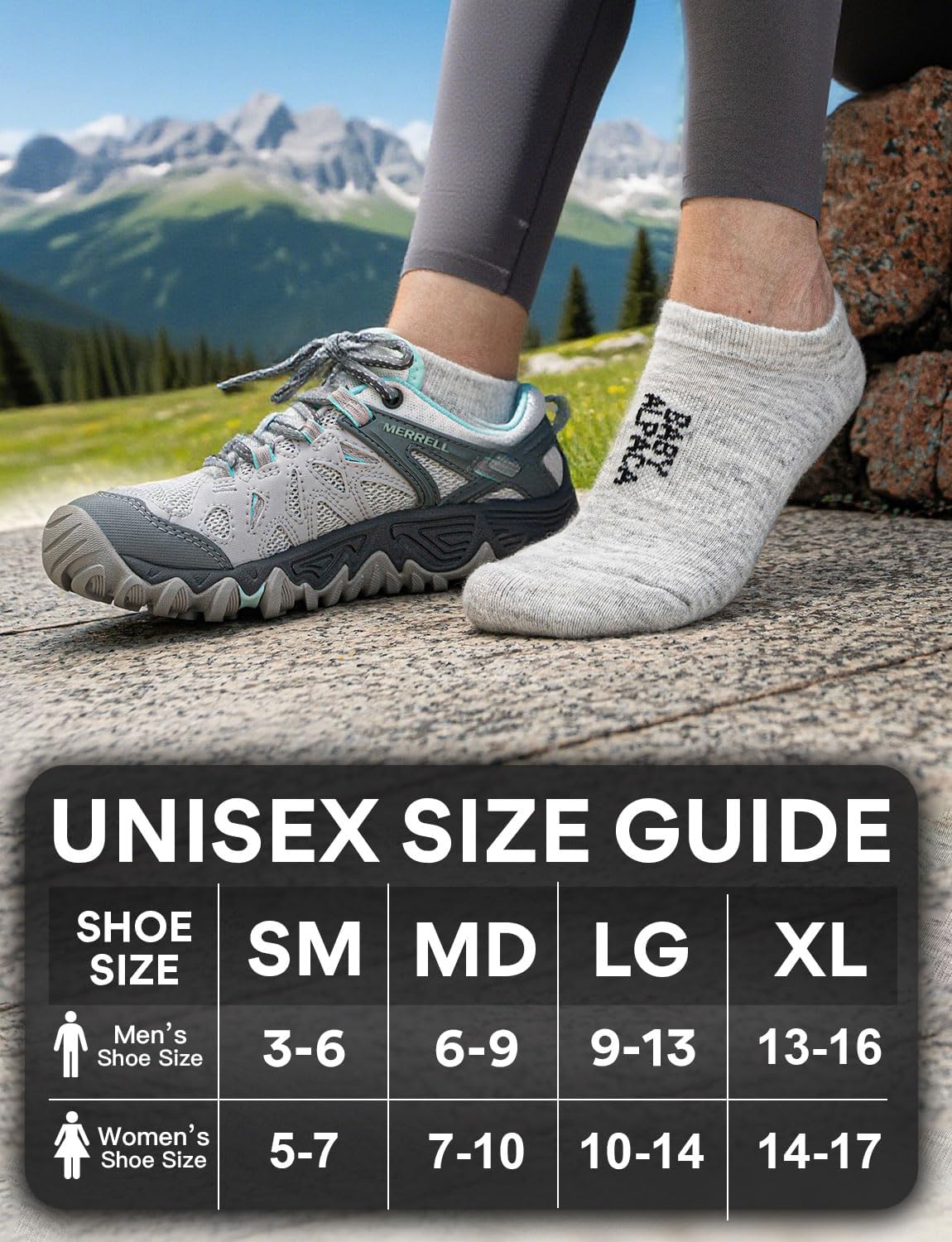 Alpaca Wool Any Season No Show Midweight Merino Outdoors Socks Men&Women Moisture Wicking Hiking Cushioned Breathable - Image 2