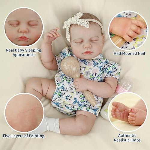 Miniatura 3 de SCOM Muñecas realistas de bebé Reborn  20 pulgadas lindo bebé niña realista, cuerpo de vinilo suave recién nacido, lavable y posable, con accesorios