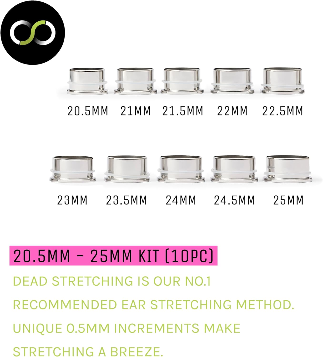 Stretch It - Ear Stretching Kit, Surgical Steel Pro Ear Gauge Stretching Kit Past 10mm, Professional Tunnels, Hypoallergenic, Pain-Free for Beginners, Gradual Increments