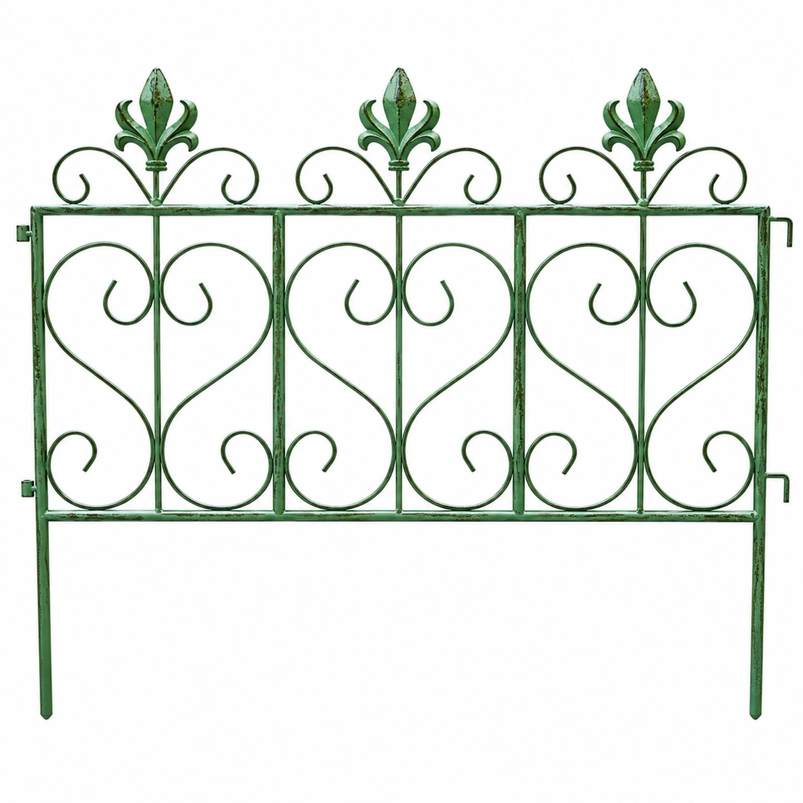 Pannello di Recinzione in Acciaio Decorazioni Cuore Resisn Inmperie Pannello da Giardino con Piedini Appuntiti per Percorsi, Verde
