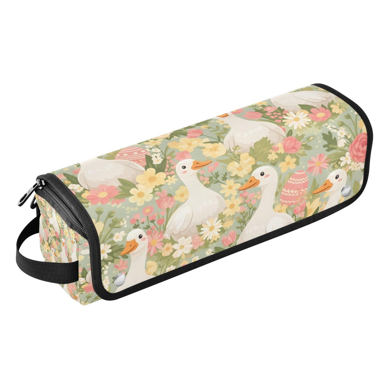 Cute Goose Happy Easter Hair Tools Travel Bag Portable Hair Accessory Organizer with Heat Resistant Mat 2 in