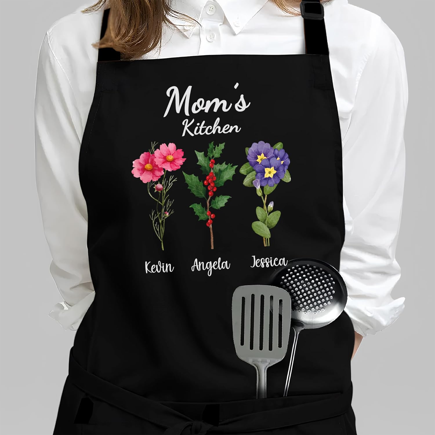 Personalized Apron for Women, Custom Mom Gifts, Grandma Gifts, Mothers Day Gifts for Women, Birthday Gifts For Mama, Birth Mont Flower Nana's Garden Gifts for Gigi, Mommy, Mimi - Image 7