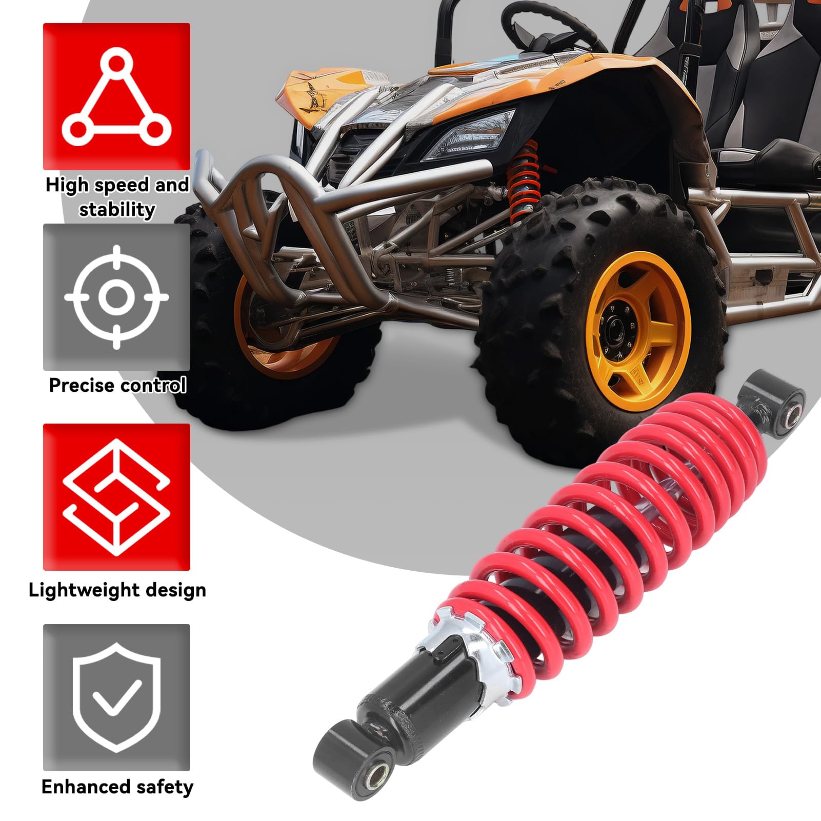 Tissting Amortisseur Arrière Moto,305mm Amortisseur ATV 5 Niveaux Réglables