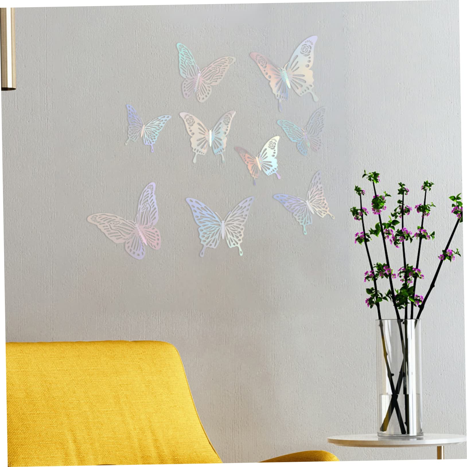 SHINEOFI 4 Set Decorazioni Murali Adesive Farfalle Adesivi Eleganti Per Camera Da Letto E Ufficio Design Rifinito E Vividità Superiore 72 Pezzi * 4