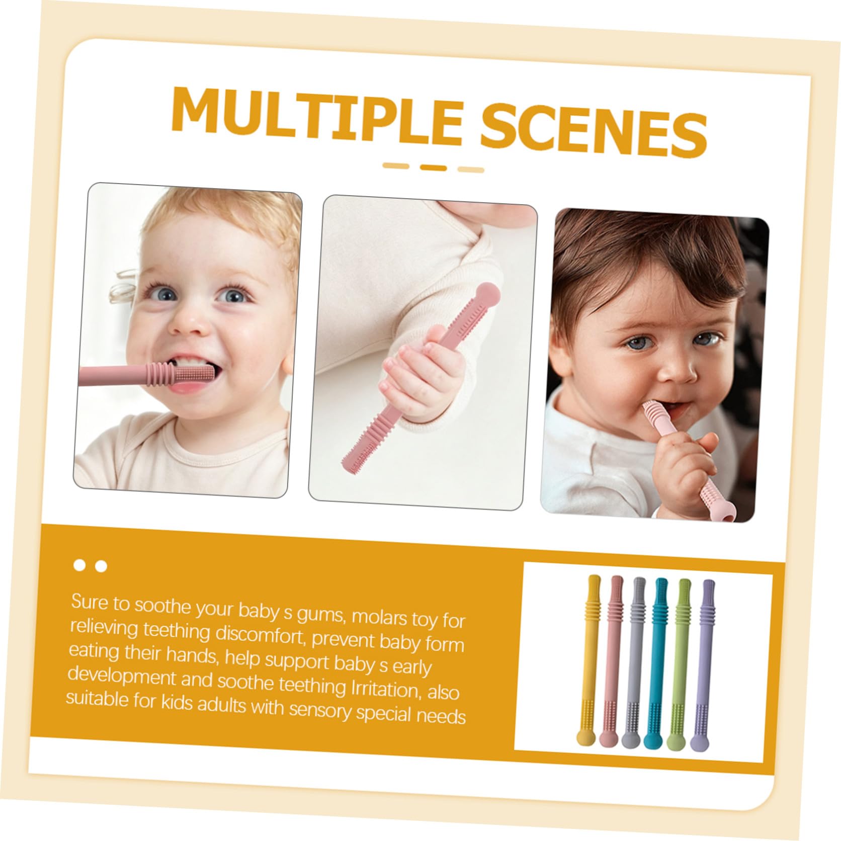 Kisangel Molar Tube in Silicone, Set da 6 Pezzi, per Dentizione | Tubo Cavo, Regali Shower e Compleanno, Presa Facile, Massaggio Gengive