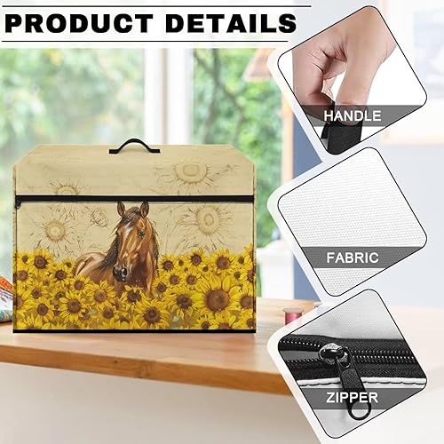 Miniatura 189 de Funda para máquina de coser de mariposas y flores con prácticos bolsillos, funda protectora con asa, para la mayoría de máquinas de coser estándar