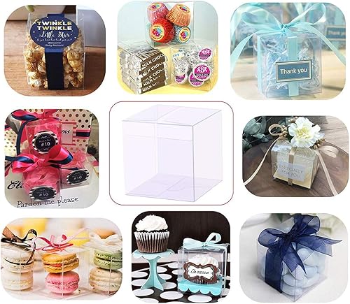 Miniatura 5 de YOZATIA 25 cajas transparentes de 2 x 2 x 2 pulgadas, caja de dulces, cajas de regalo transparentes para bodas, fiestas y baby shower