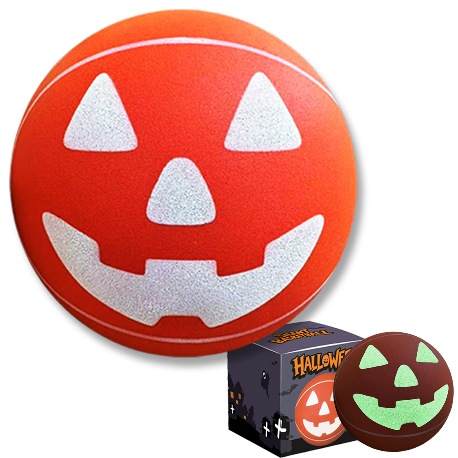 Ealacritas Glow in The Dark Size 3(Diameter 7") Silent Basketball with Smiling Face Design, Noiseless Indoor Play | Practice