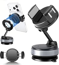Magnetic Car Phone Holder for Mag-Safe,360° Rotation Car Phone Holder Magnet, Foldable Car Phone Holder with Magnetic Ring for All Smartphones