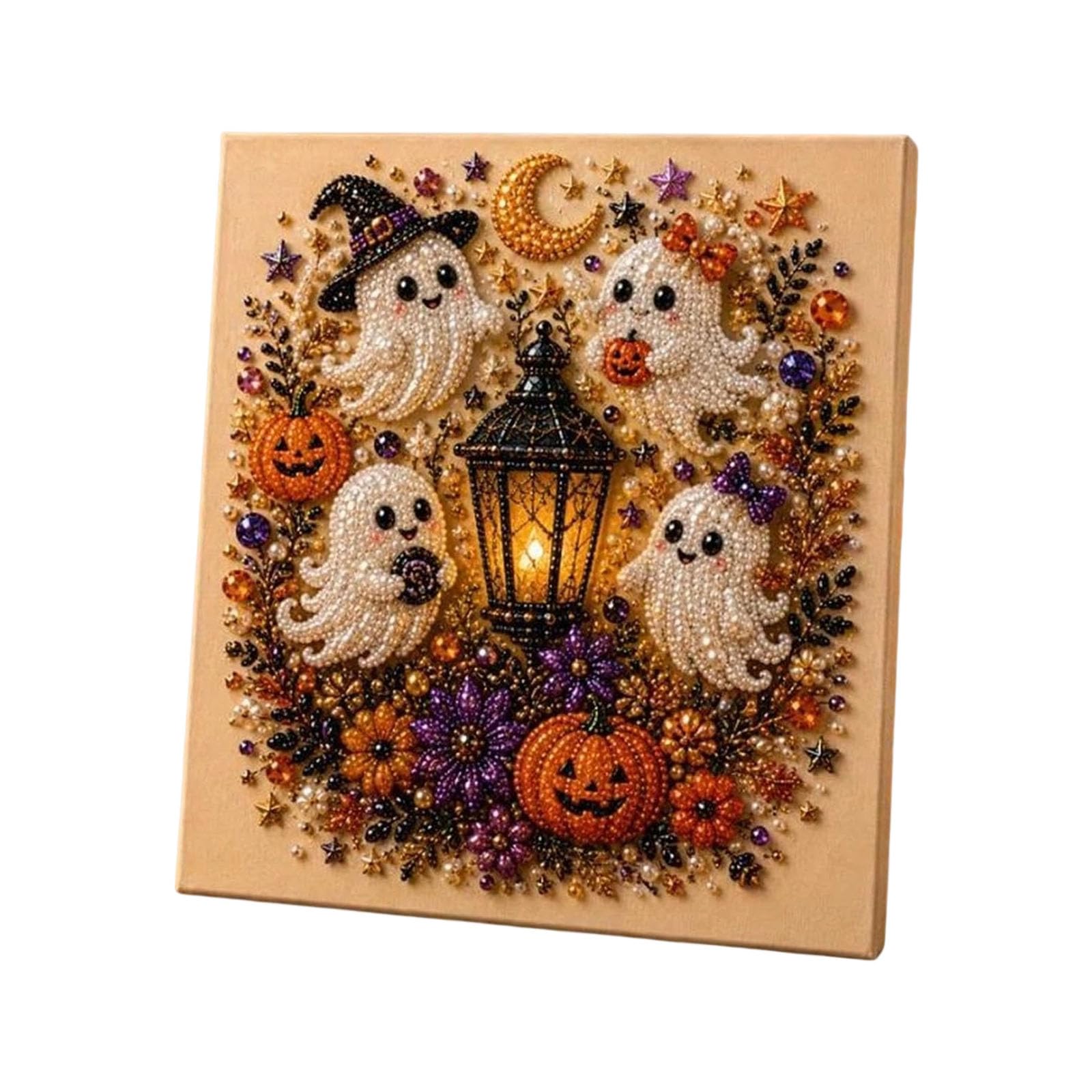 Halloween Ghost Pearl Art DIY Kit, Halloween DIY Pearl Art 3D Cute Ghost Design Festive, Pearl Painting Crafts for Adults, Beginner DIY Seasonal Party Gift (F)